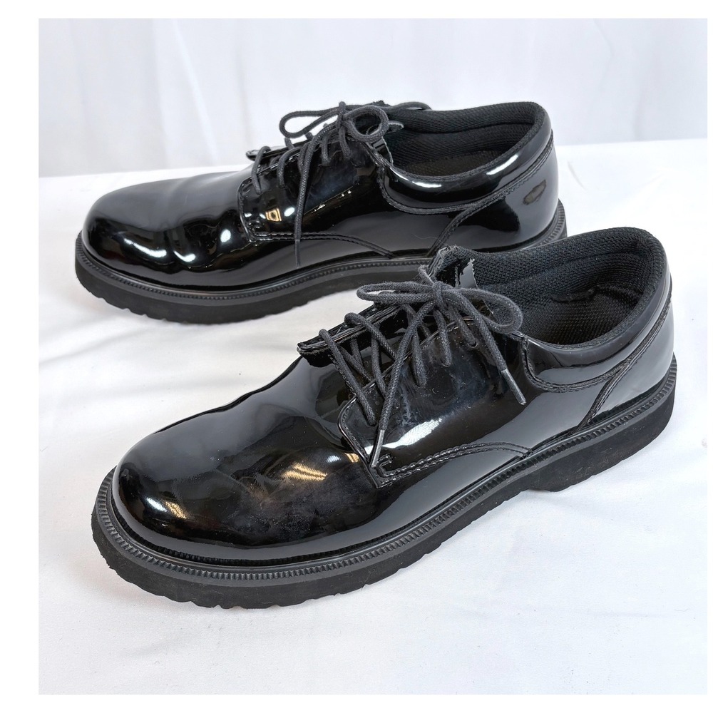 Bates High Gloss Oxford Dress Duty Shoes Black Patent Mens Military 9.5 Medium
